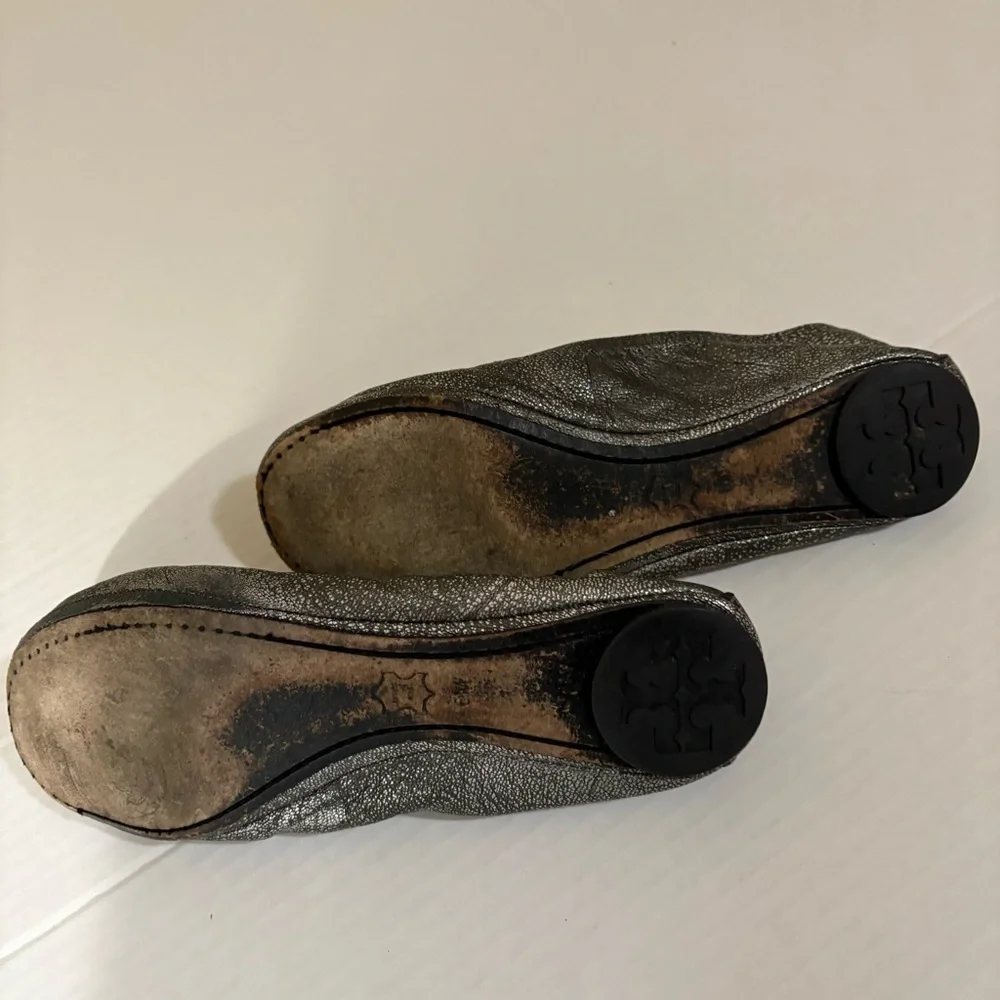 TORY BURCH Silver Ballerina Flats
